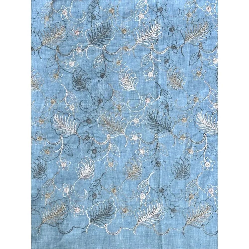 Light Weight Blue Embroidered Fabric 5.5 Yards